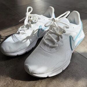 Nike White and Light Blue Athletic Shoes